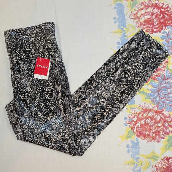 SPANX Faux Leather Snake Shine Leggings, L Regular - Picture 1 of 10